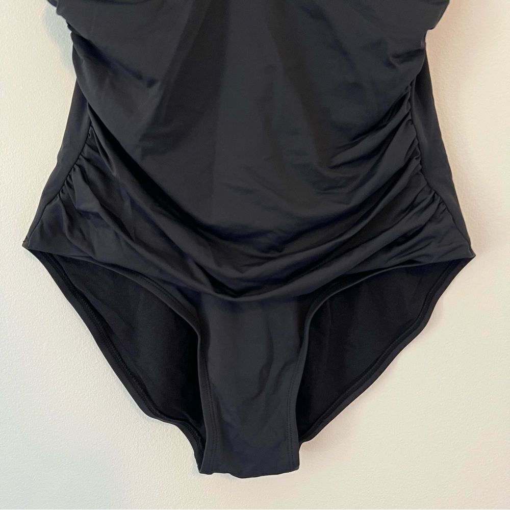 Tommy Bahama One Piece Black Swimsuit Size 10 V Neck Ruched - Picture 6 of 8